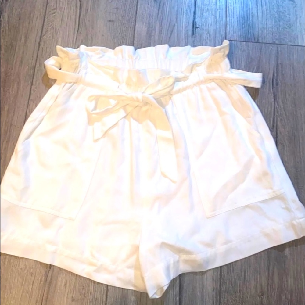 High waisted paper bag style shorts